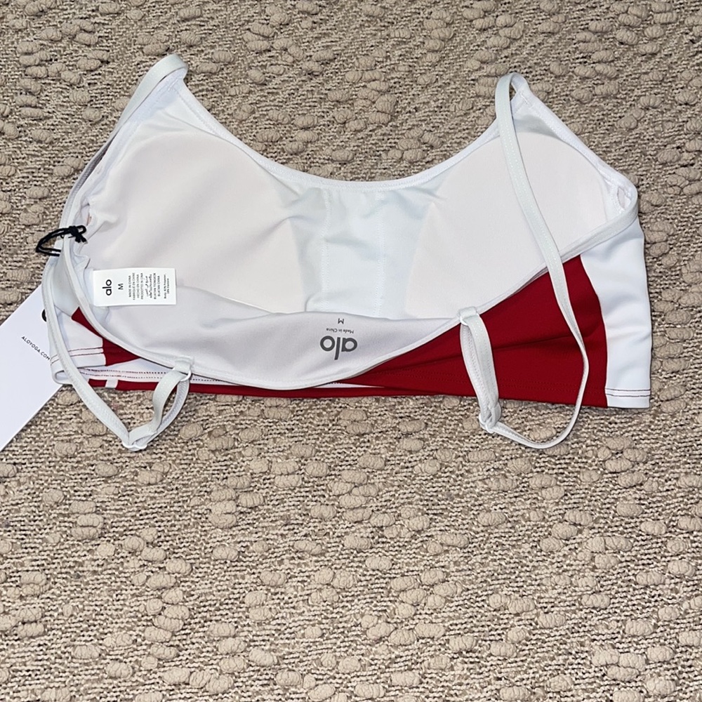 ALO Yoga Red and White Strappy Sports Bra - Picture 3 of 4